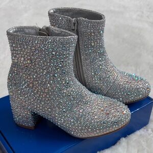 LINK,Size 9 (Toddler Girl )Sparkling Silver Ankle Boots